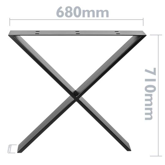 Table legs in 'X' for desks made of black steel 680 x 80 x 710 mm 2-pack
