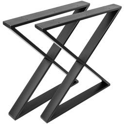 Stopy w 'X' do stołu. Nogi z czarnej stali 680 x 80 x 710 mm 2-pak z poziomą podstawą