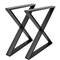 Peus en 'X' per a taula. Potes en acer negre 680 x 80 x 710 mm 2-pack amb base horitzontal