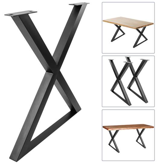 Pies en 'X' para mesa. Patas en acero negro 680 x 50 x 710 mm 2-pack