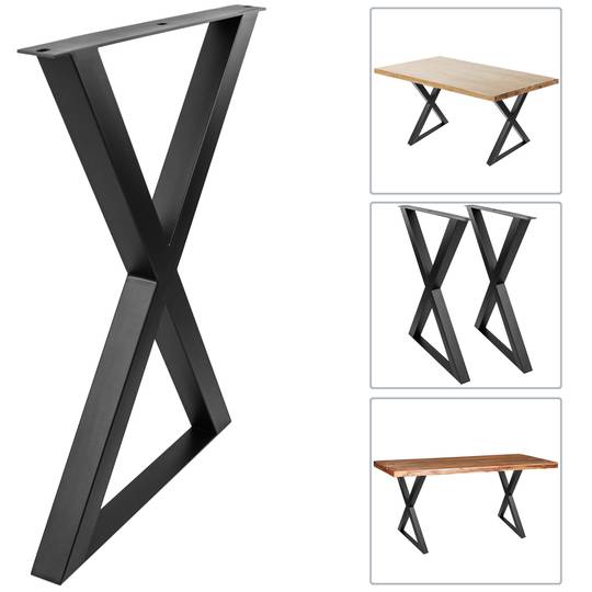 Pés de mesa em 'X'. Patas de aço 590 x 50 x 710 mm 2-pack