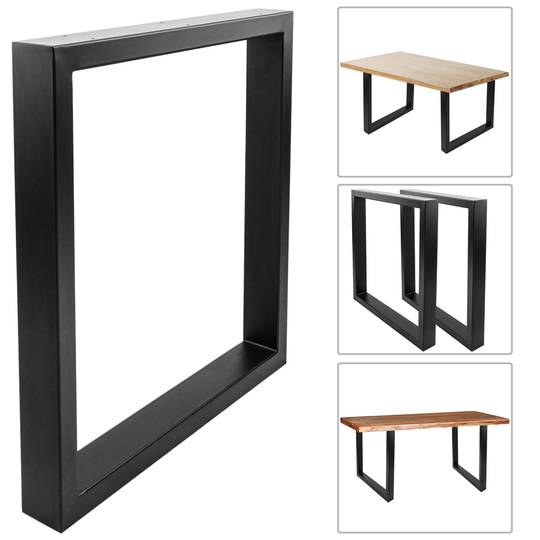 Peus rectangulars per a taula. Potes en acer negre 680 x 80 x 710 mm 2-pack, base 680 x 80 mm