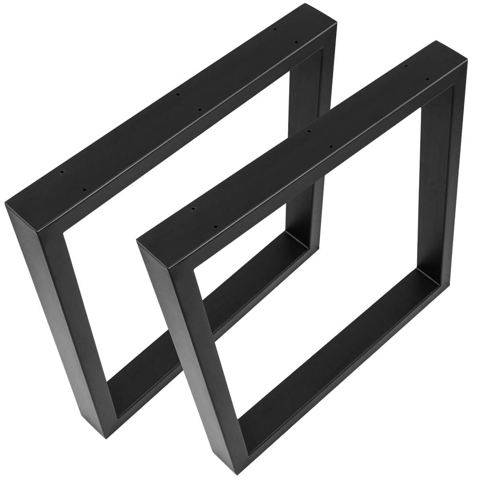 Peus rectangulars per a taula. Potes en acer negre 680 x 80 x 710 mm 2-pack, base 680 x 80 mm