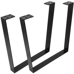 Prostokątne nóżki stołowe. Stopy w czarnej stali 700 x 80 x 710 mm 2-pak