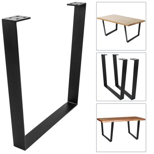 Rectangular table legs for desks made of black steel 700 x 80 x 710 mm 2-pack