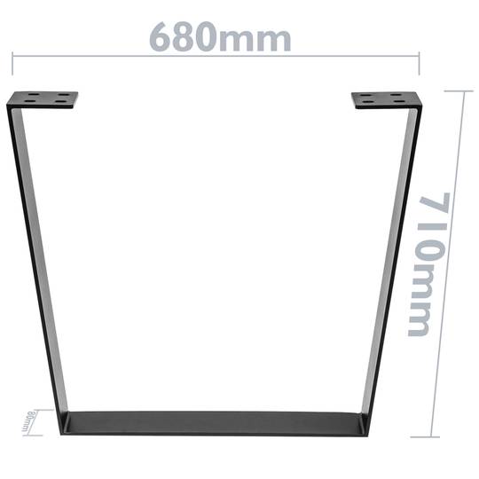 Rectangular table legs for desks made of black steel 700 x 80 x 710 mm 2-pack