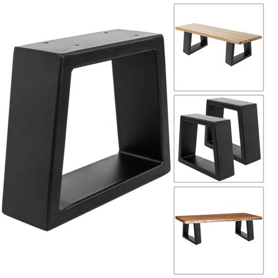Rechthoekige tafel en bankvoeten. Voeten in zwart staal 250 x 80 x 200 mm 2-pack