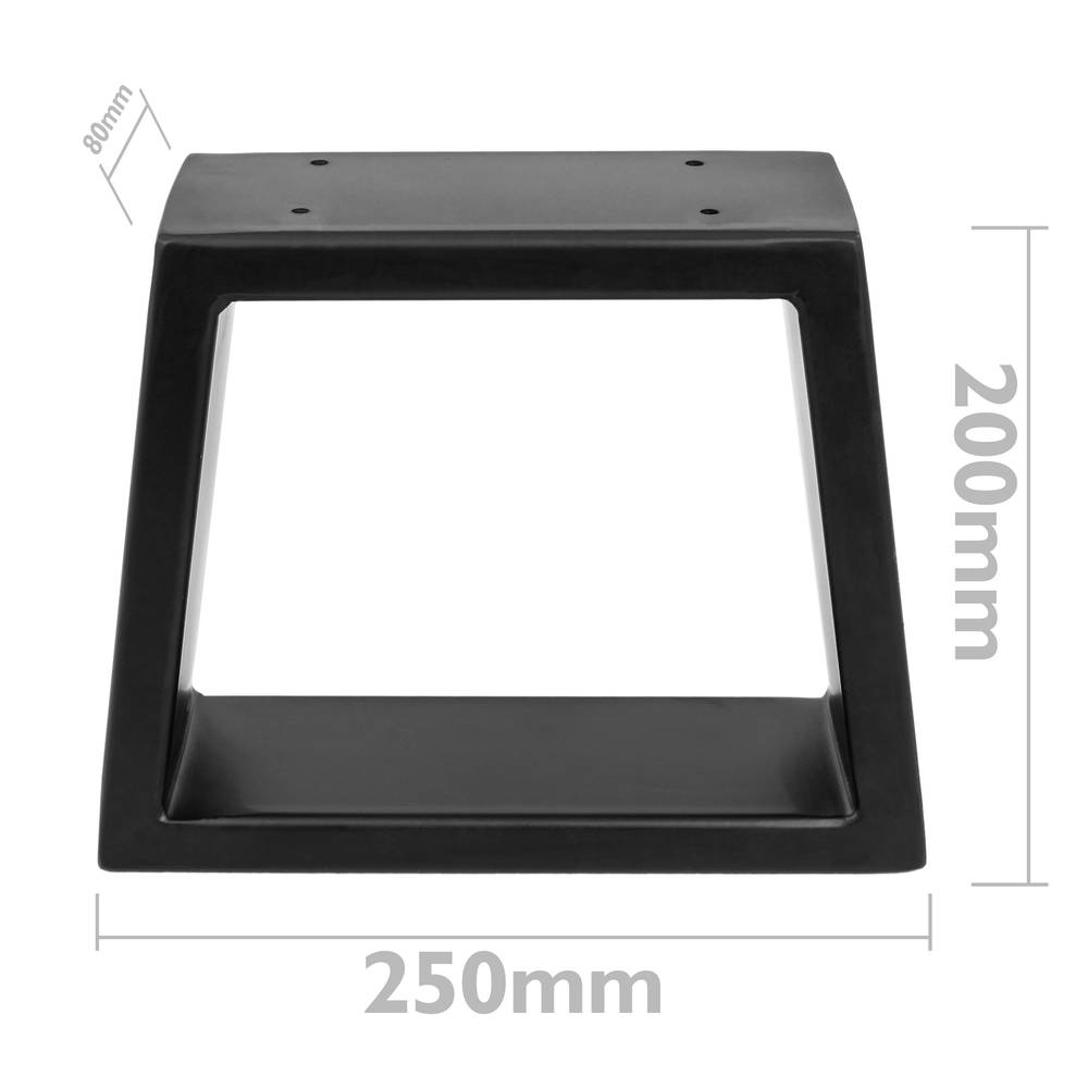 Rechthoekige tafel en bankvoeten. Voeten in zwart staal 250 x 80 x 200 mm 2-pack