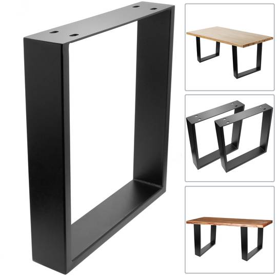 Rectangular legs for small table of black steel 400 x 80 x 430 mm 2-pack, tubes 80 x 20 mm