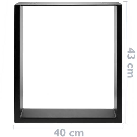 Rectangular legs for small table of black steel 400 x 80 x 430 mm 2-pack, tubes 80 x 20 mm