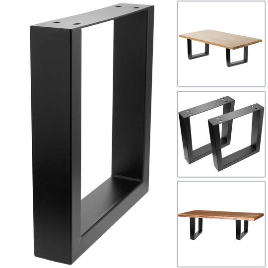 Prostokątne nóżki do stołu i ławy. Stopy z czarnej stali 400 x 80 x 430 mm 2-pak, rury 80 x 40 mm