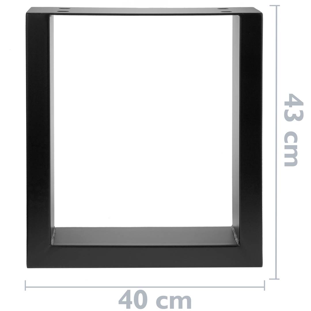 Prostokątne nóżki do stołu i ławy. Stopy z czarnej stali 400 x 80 x 430 mm 2-pak, rury 80 x 40 mm