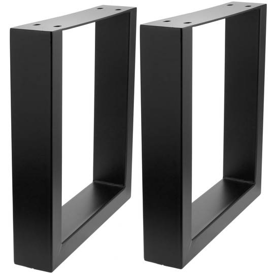 Prostokątne nóżki do stołu i ławy. Stopy z czarnej stali 400 x 80 x 430 mm 2-pak, rury 80 x 40 mm