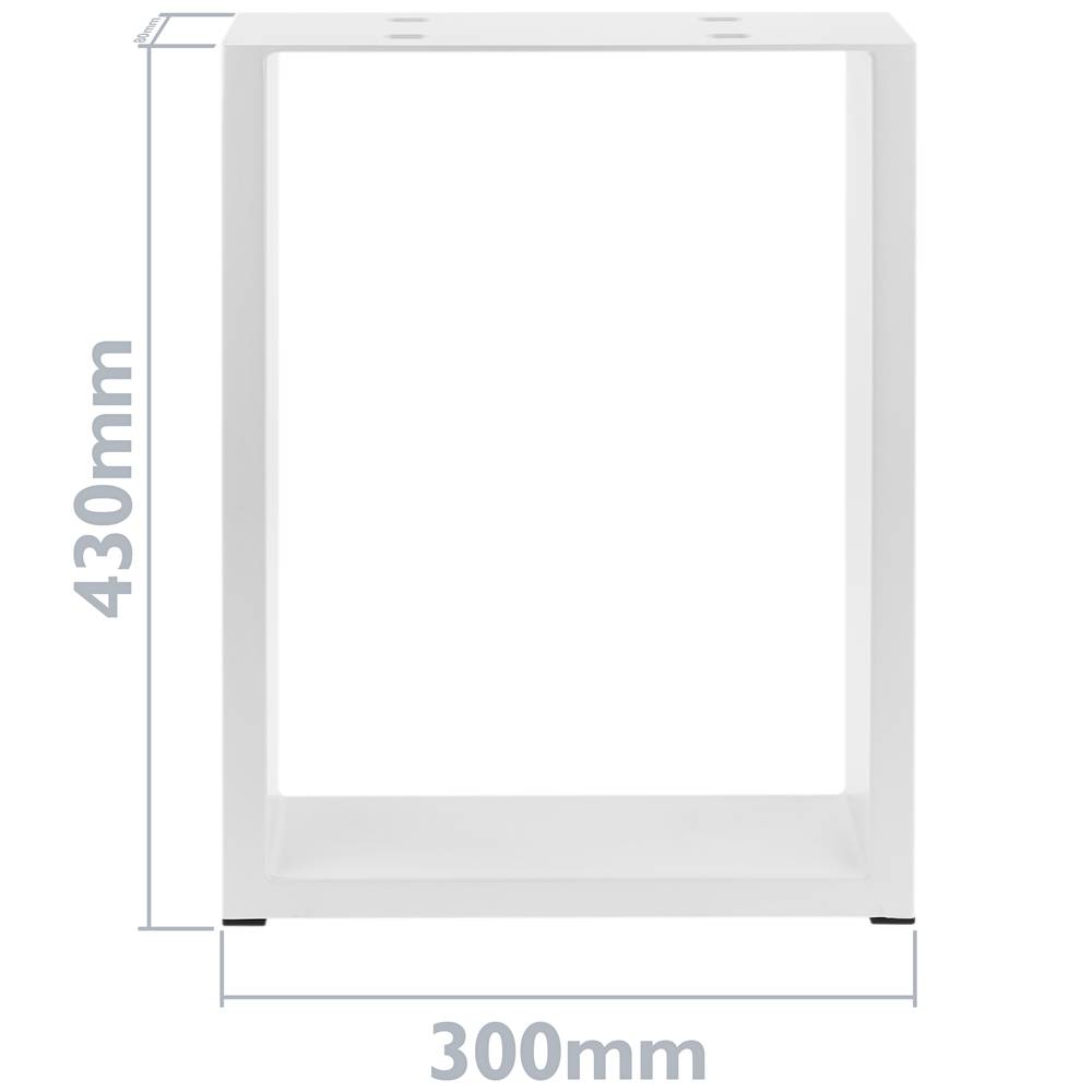 Rectangular legs for small table of white steel 300 x 80 x 430 mm 2-pack