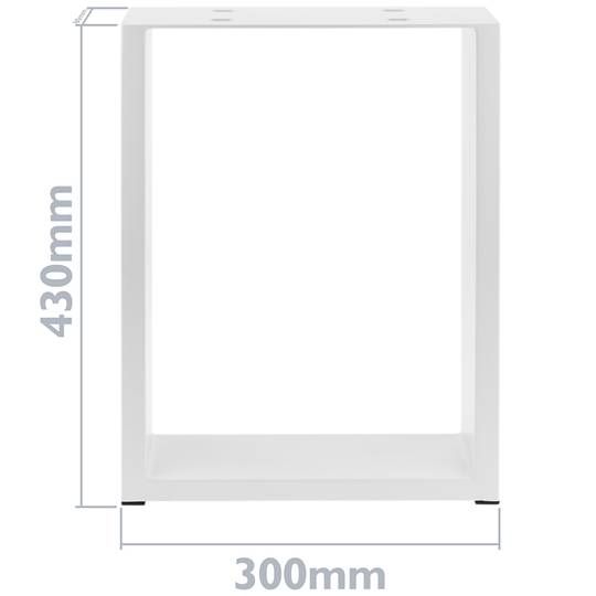 Rectangular legs for small table of white steel 300 x 80 x 430 mm 2-pack