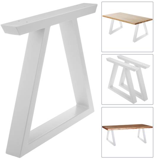 Rectangular feet for table and stool. White steel legs 300 x 80 x 430 mm 2-pack