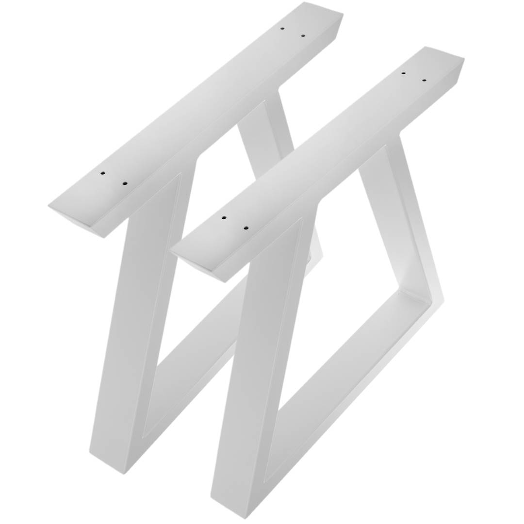 Piedi rettangolari per tavolo e sgabello. Gambe in acciaio bianco 300 x 80  x 430 mm Confezione da 2 - Cablematic