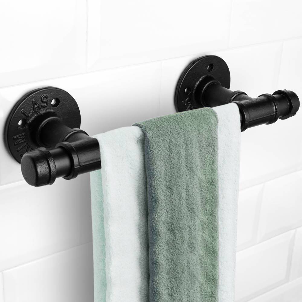 accessoires de salle de bain Fixation murale rétro en métal pour peignoir gris argenté BSTKEY Porte-serviettes en forme de tuyau industriel