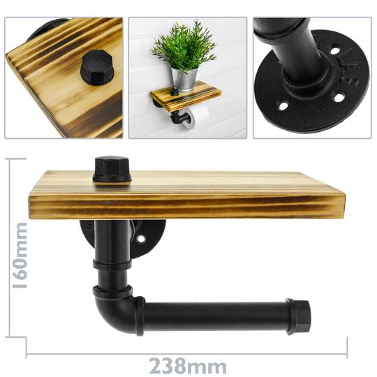 Stahl Toiletten Papier Halter 125 mm für Toilettenpapier. Industrie und Vintage Tube