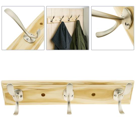 Perchero de pared Colgador de ropa y toallero con 3 ganchos dobles