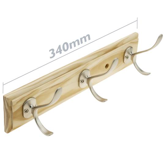 Perchero de pared Colgador de ropa y toallero con 3 ganchos dobles