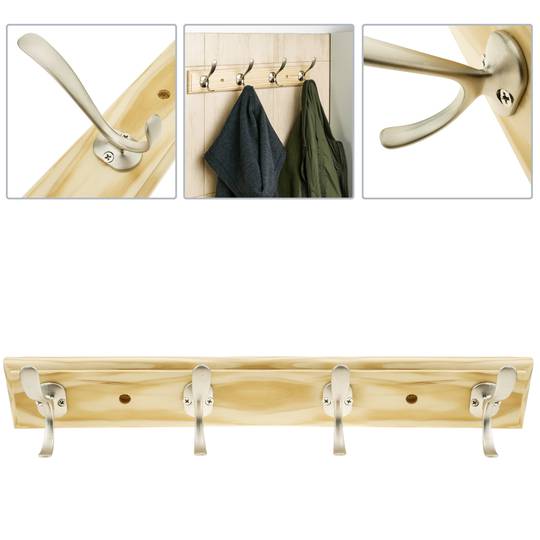 Cabide de parede Toalheiro com 4 ganchos duplos