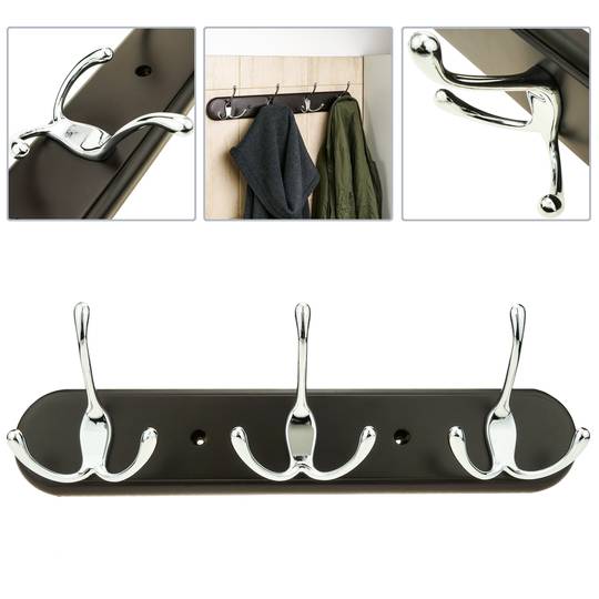 Coat hook for wall mount Clothes hanger and towel rack with 3 double hooks