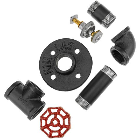 Stalen kapstok 1 haak. Kleerhanger en buis handdoekenrek met industriële kraan