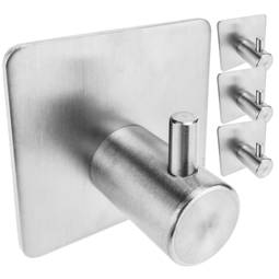 Perchero de pared de acero inoxidable. Colgador de ropa y toallero con 1 gancho 4-pack