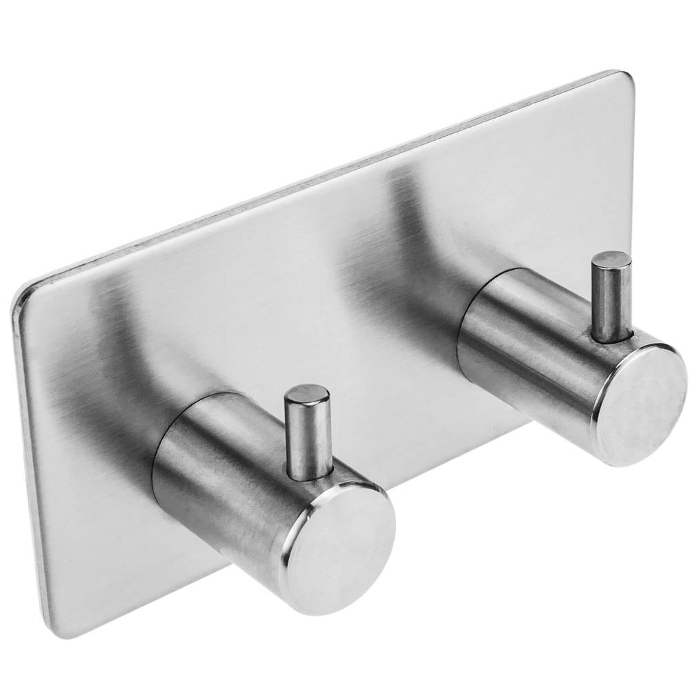 Coat Hook with Double Hook in Satin Stainless Steel 