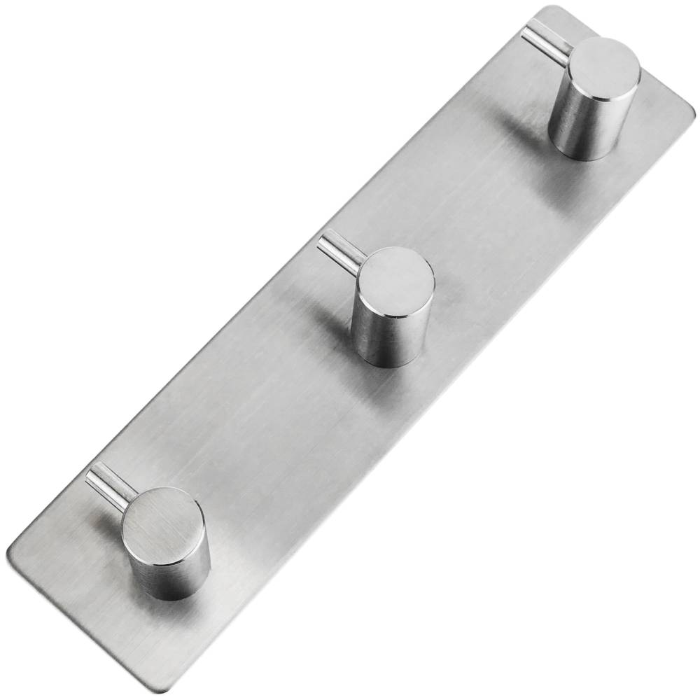 Stainless steel coat hook for wall mount. Clothes hanger and towel rack  with 3 hooks - Cablematic