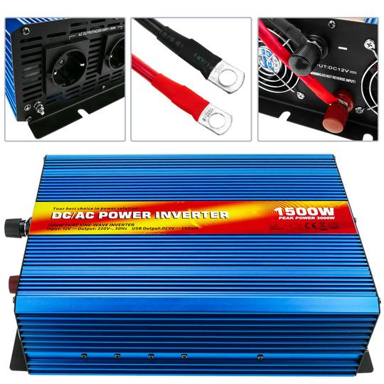 Onde électrique pure d'onde 12VDC à 220VAC 1500W solaire USB
