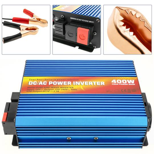 Inverter elettrico ad onda pura da 20 ~ 31VDC a 220VAC 400W USB solare