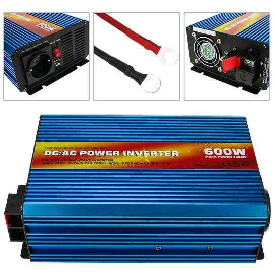 Inversor eléctrico de onda pura 20~31VDC a 220VAC 600W solar