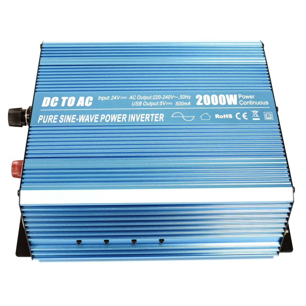Inverter elettrico ad onda pura da 20 ~ 31VDC a 220VAC 2000W USB solare