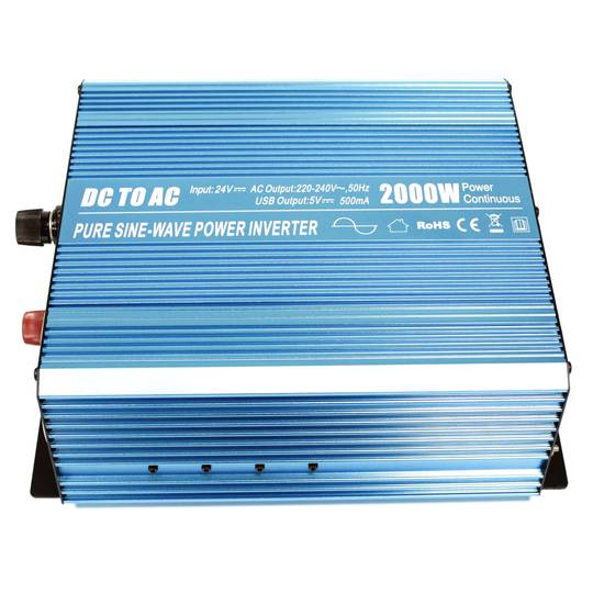 Inverter elettrico ad onda pura da 20 ~ 31VDC a 220VAC 2000W USB solare