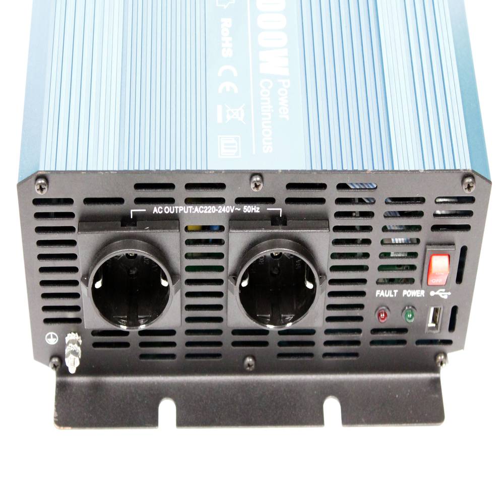 Inverter elettrico ad onda pura da 20 ~ 31VDC a 220VAC 2000W USB solare