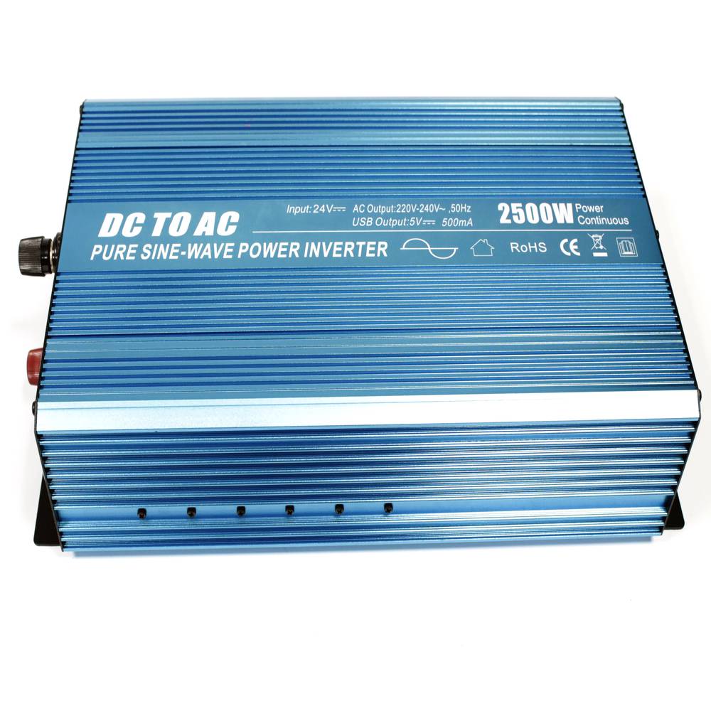 Inversor eléctrico de onda pura 20~31VDC a 220VAC 2500W USB solar