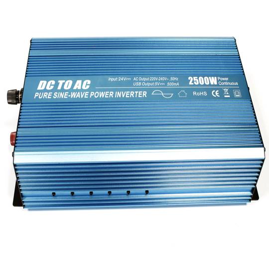 Inversor eléctrico de onda pura 20~31VDC a 220VAC 2500W USB solar