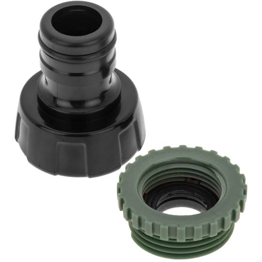 Pak van 5 stuks vrouwelijke kraanadapter met 3/4 - 1 inch draad zwarte en groene kleur