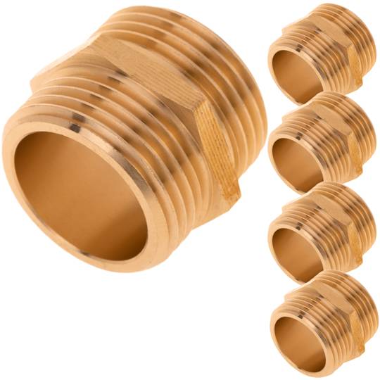 Confezione da 5 unità di nipplo in ottone zincato da 1/2