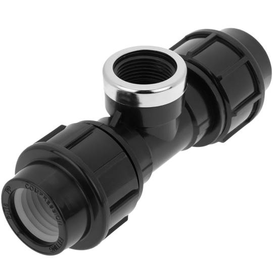Pack de 5 unidades conexión T con rosca hembra de polietileno 25 mm x 3/4“ para sistema de riego