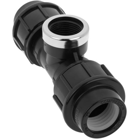Pack de 5 unidades conexión T con rosca hembra de polietileno 25 mm x 3/4“ para sistema de riego