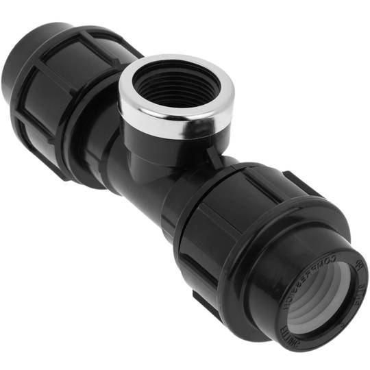 Pack de 5 unidades conexión T con rosca hembra de polietileno 25 mm x 3/4“ para sistema de riego