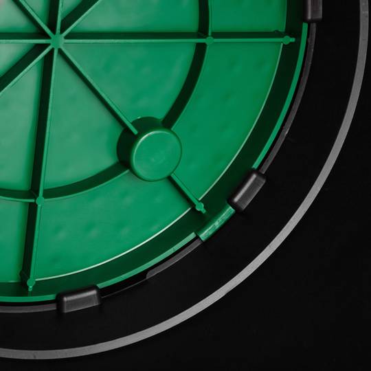 Câmara circular de plástico PP com 2 válvulas com tampa superior