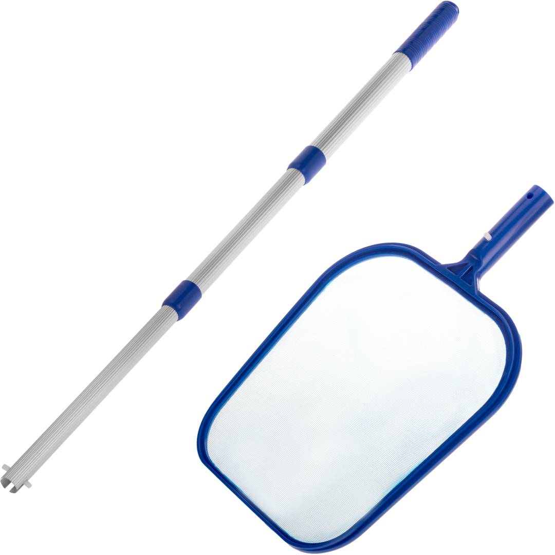 Coletor de folhas de superfície para limpeza de piscinas com haste extensível 2,8x135 cm