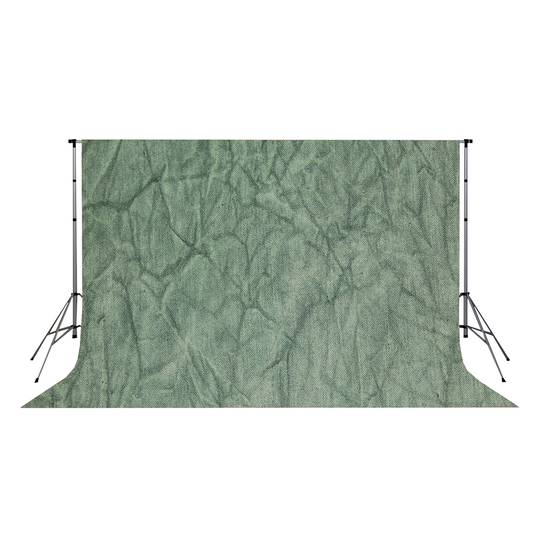 Fabric studio background crumpled/mottled green colour 300x300cm