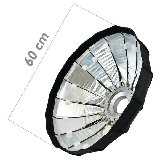 Reflector radar de 16 varillas plateado 60cm para iluminación de estudio con panel de abeja