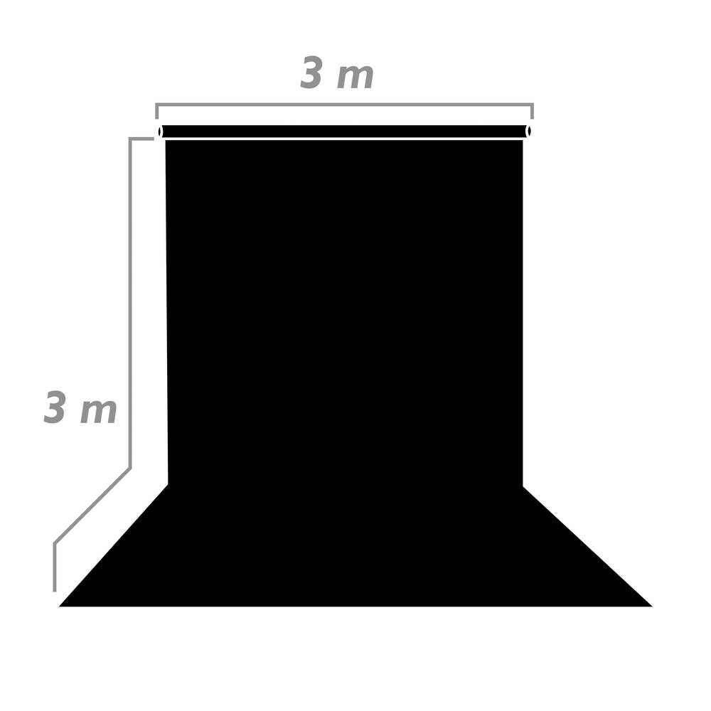 Vinyl background for studio photography of 3x3 m for 50mm roller of black color