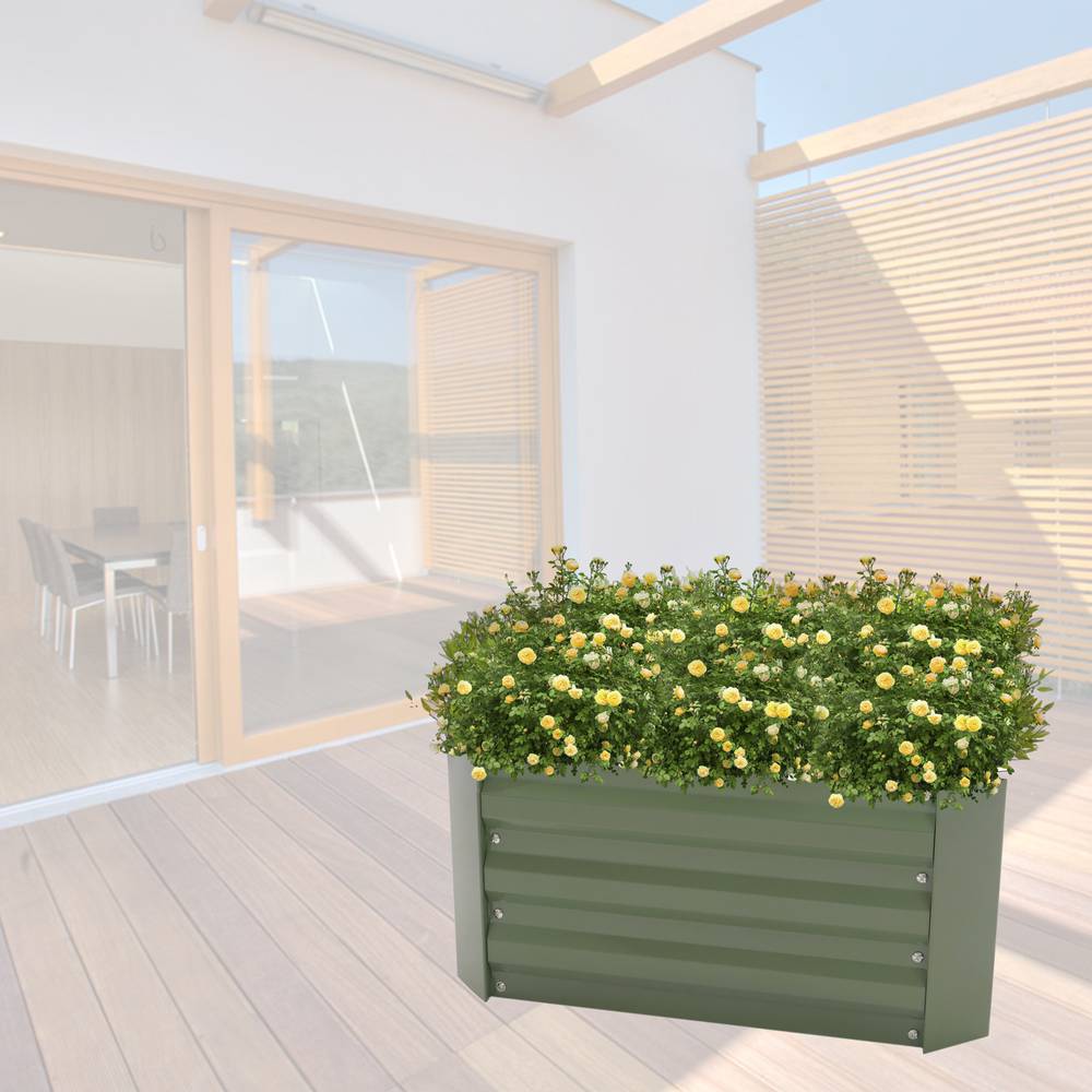 Metall grün Pflanzer Blumenkasten 80x80x30 cm